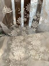 Vintage GUIPURE BRIDAL WEDDING DRESS FLORAL LACE EMBROIDERED FLOWERS 7 1/2 YDS picture