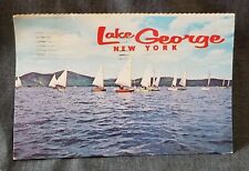 LMH Postcard 1972 LAKE GEORGE Sailboat Racing Sailboats New York Sailing Club picture