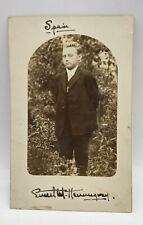 ERNEST PAPA HEMINGWAY 14 YEARS OLD SIGNED REAL PHOTO POST CARD Circa 1913 picture
