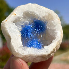 67G Rare Moroccan blue magnesite and quartz crystal coexisting specimen picture
