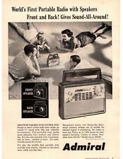 1958 Admiral World's First Portable Radio With Front And Back Speakers Print Ad picture