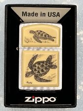 Vintage 2003 Scrimshaw Sea Turtle Chrome Zippo Lighter NEW picture