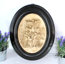 Antique XL 1880 napoleon III meerschaum signed crucifixion christ frame plaque picture