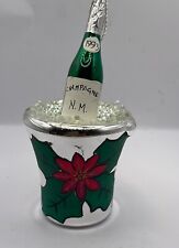 1993 vtg Blown Glass Christmas Ornament Champagne Wine Bottle In Ice Bucket picture