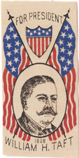 1908 William Howard Taft FOR PRESIDENT Patriotic American Flags Ribbon (5425) picture