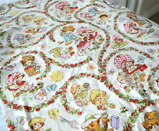 VTG STRAWBERRY SHORTCAKE TWIN FLAT SHEET FLANNEL Cotton Blend CHARACTERS L11 picture