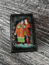 Vintage Russian USSR Hand Painted Lacquer Hinged Box. 3.5”-2”-1” picture