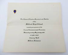 ANTIQUE 1912 MILFORD HIGH SCHOOL DELAWARE COMMENCEMENT CEREMONY INVITATION picture
