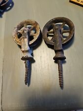 Antique/Vintage Cast Iron Pulley Block & Tackle Rope Line  Pulley Lot of 2 picture