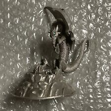 RARE 1992 GREEN EYES Rawcliffe Pewter DRAGON Mother's Love Tom Meier Statue Nest picture