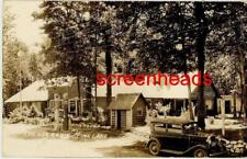 1938 ADVERTISING RPPC SINCLAIR GAS STATION The Log Cabin HILES WISCONSIN Opaline picture
