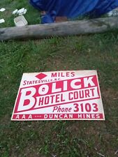 Vintage Metal Hotel Sign Statesville NC picture