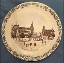 Rare Pottery Plate illustrating  Universal Exhibition of 1900 PALAIS du MOBILER picture