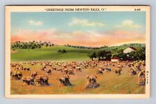 Newton Falls OH-Ohio, General Greetings, Haystacks, Antique, Vintage Postcard picture