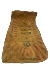 VTG ADV BURLAP FEED SEED SACK BAG WAYNE POULTRY MIXER ALLIED MILLS INC. 39x23” picture