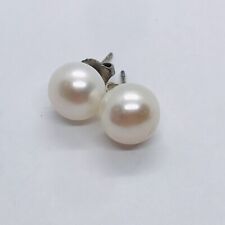 10MM HIGH LUSTER SHINE BUTTON PEARL FRESHWATER STERLING SILVER 925 EARRINGS picture