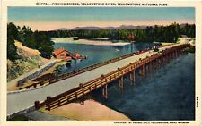 Vintage Postcard- Fishing Bridge, Yellowstone River, Yellowstone Nat Early 1900s picture
