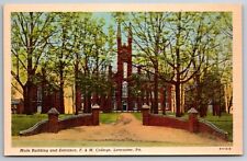 Main Building and Entrance F & M College Lancaster Pennsylvania Linen Postcard picture
