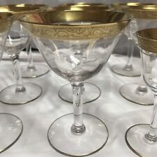 Vintage Gold Encrusted Rim Glasses Used Visible Marks SetBig8 Small 2 picture