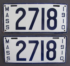 1910 Massachusetts car license plates SUPER PAIR picture