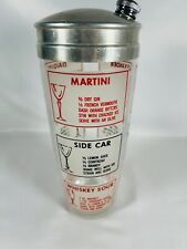 Vintage Martini COCKTAIL SHAKER Glass Barware MCM Chrome Lid Recipes MID CENTURY picture