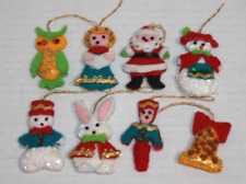 Vintage Lot 8 Mini Bead & Sequin Felt Christmas Ornaments (A) picture
