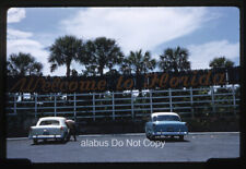 Orig 1958 35mm SLIDE View of 50's Cars Parked Under Welcome to Florida Sign FL picture