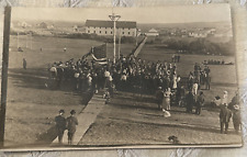 Flag Raising Ceremony Memory Day RPPC Postcard ~1910 Midwest Velox Unposted  picture