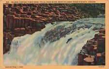 Salmon Jumping Punch Bowl Falls, Hood River, Oregon Vintage PC picture