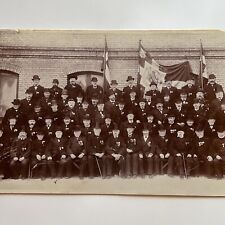 Antique Cabinet Card Group Photograph Veteran Military Men Reunion Top Hats picture