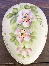 Vintage Hand Painted Bisque Porcelain Egg Trinket Box picture