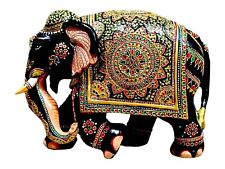 Wooden Painted Elephant Statue Decorative Hand Painted Elephant Figure Height 17 picture