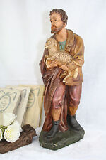 French XL antique saint statue religious 1900 Plaster polychrome marked  picture