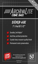 Silver Age Mylar Comic Bags (50) - Comic Clear - No-seal Closure Type picture