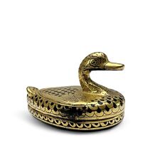 Vintage Burmese Black And Gold Gilded Lacquerware Duck Lidded Trinket Box picture