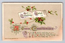 A Joyful Christmas, Christmas Wishes, Embossed, Antique, Vintage Postcard picture