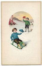 Postcard c1907-1915  Children Sledding   Embossed Div. Back [g62] picture