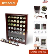 Luxurious Collectible Display Cabinet for Military Challenge Coins - Cherry Wood picture