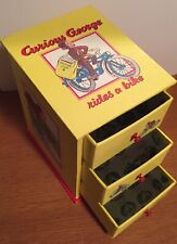 VINTAGE Curious George Rides A Bike 3 Drawer Box. EUC, Vibrant Colors. picture