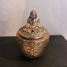 Vintage Brass Meditating Buddha Stupa Incense Burner Japan picture