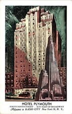 Hotel Plymouth Street View Forty Ninth Street New York NY Unposted 40s Postcard picture