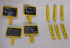 Yellow Wooden Honey Bee Tree Branch Clip Ornaments Decorations Spring Lot of 9 picture