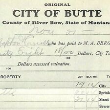 1904 Check Daly Bank Trust of Butte, MT Eugene Carroll - Silver Bow Tax Receipt picture