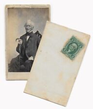 1862-71 CDV SMILING OLD MAN PHOTO 3c WASHINGTON CIVIL WAR REVENUE TAX STAMP USA picture