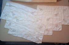 Vintage set of 6 matching linen embroidered napkins placemats doilys table scarf picture