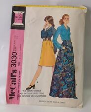 McCall's Vintage 70's Misses Skirt And Blouse Pattern 3030 Boho picture