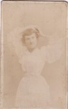 CDV ADVERTISEMENT MILTON, PA, ID VICTORIAN YOUNG LADY POSED JEWELRY NECKLACE  picture