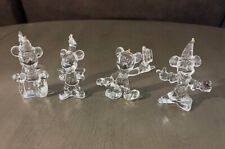 Set of 4 DISNEY MICKEY MOUSE ORNAMENTS Arribas Bros. Clear Hand Cut Cristal picture