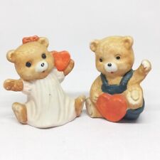 Vintage Homco Valentines Day Teddy Bear Porcelain Figurines-1980s-Hearts-Nursery picture