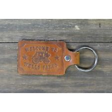 Vintage Wells Fargo Key Chain Bag ID Pull Leather picture